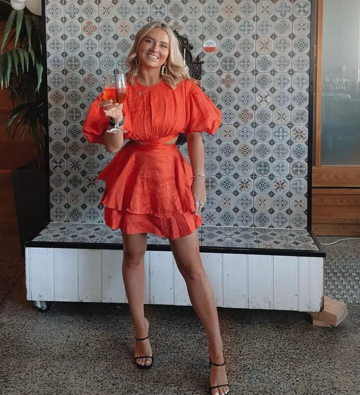 Aje Gracious Mini Dress Saffron Orange Size 6 photo 2