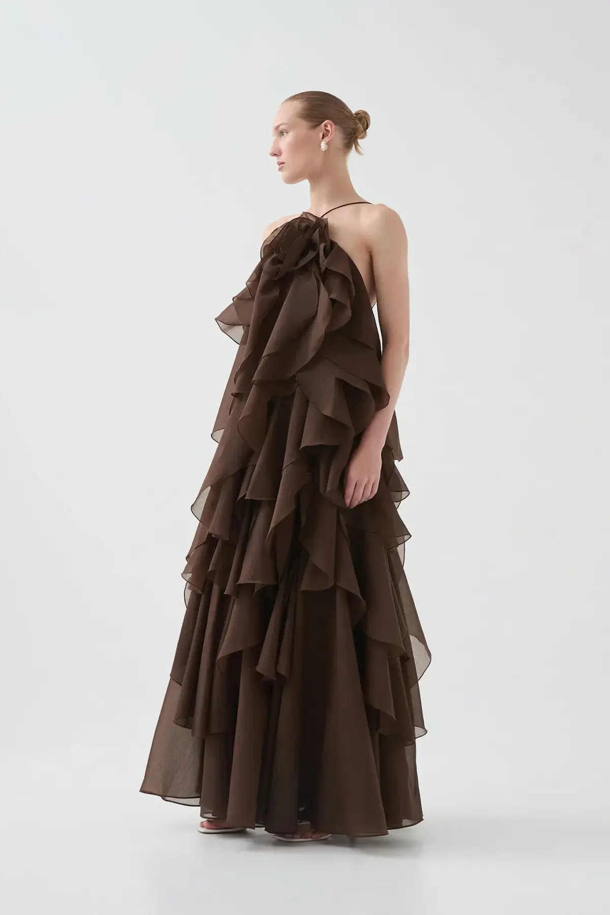 Aje Pandorea Layered Maxi Dress Carob Brown Size 16 photo 2