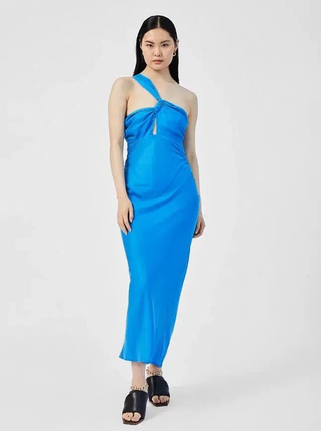 Suboo Hannah Asymmetric Strap Midi Dress Lapis Blue Size 12 photo 2