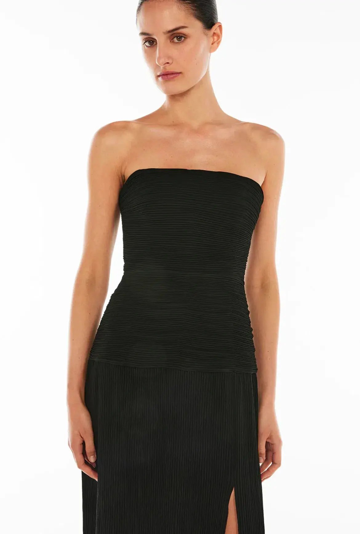 Manning Cartell Double Time Pleat Strapless Maxi Dress in Black Size AU 12 photo 2