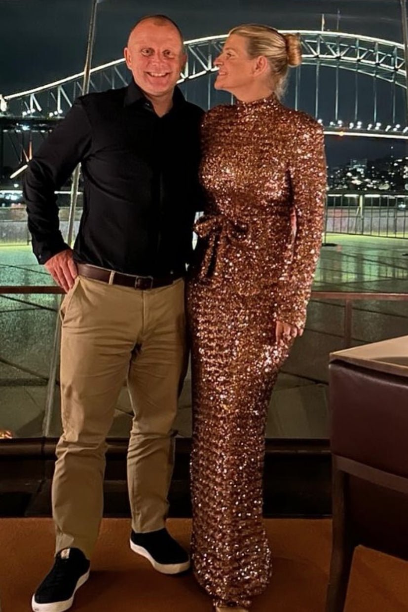 Scanlan Theodore Sequin Gown, Cinnamon photo 2