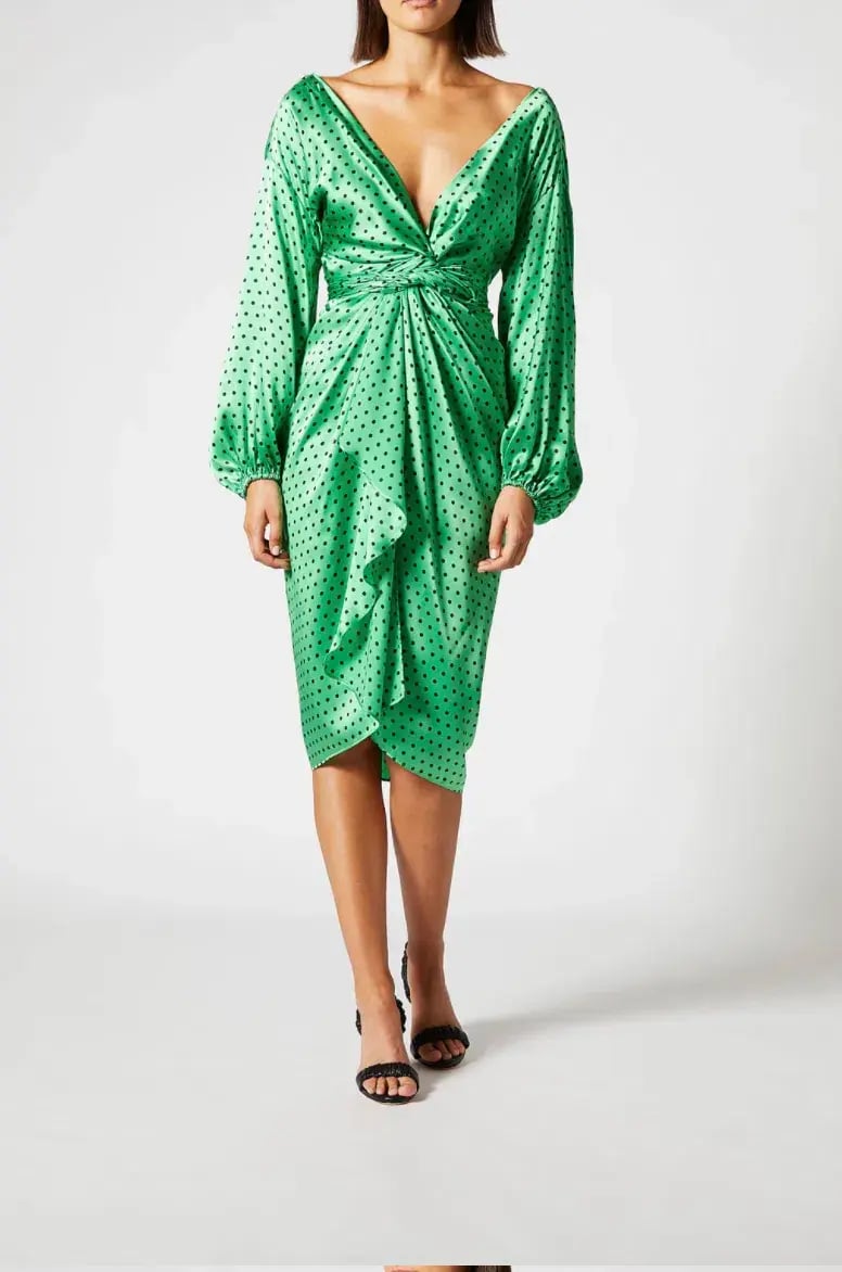 Scanlan Theodore Silk Spot Wrap Dress Green Size 10 photo 4