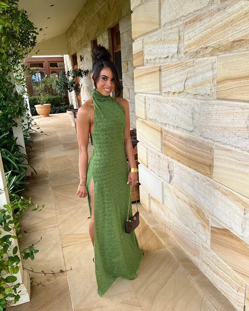 Oseree Lumiere Turtleneck Dress Green Size S photo 4
