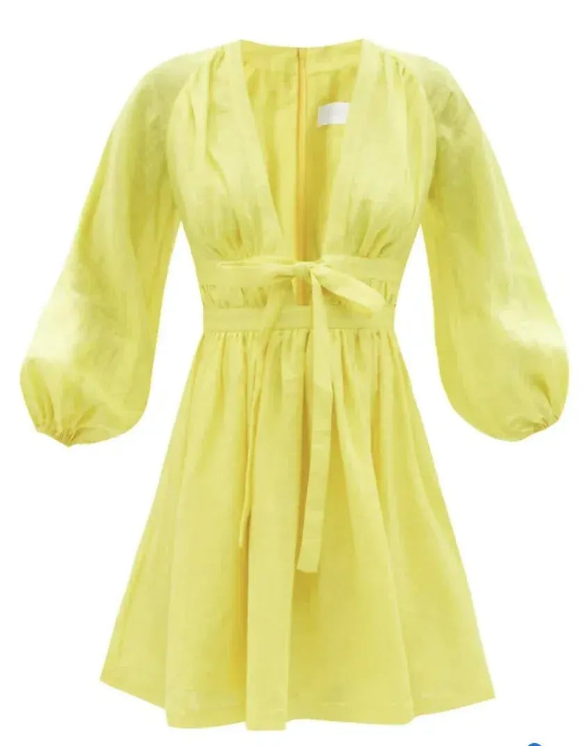 Zimmermann Shelly Plunge Bow Mini Dress Yellow Size 3/ Au 14 photo 5