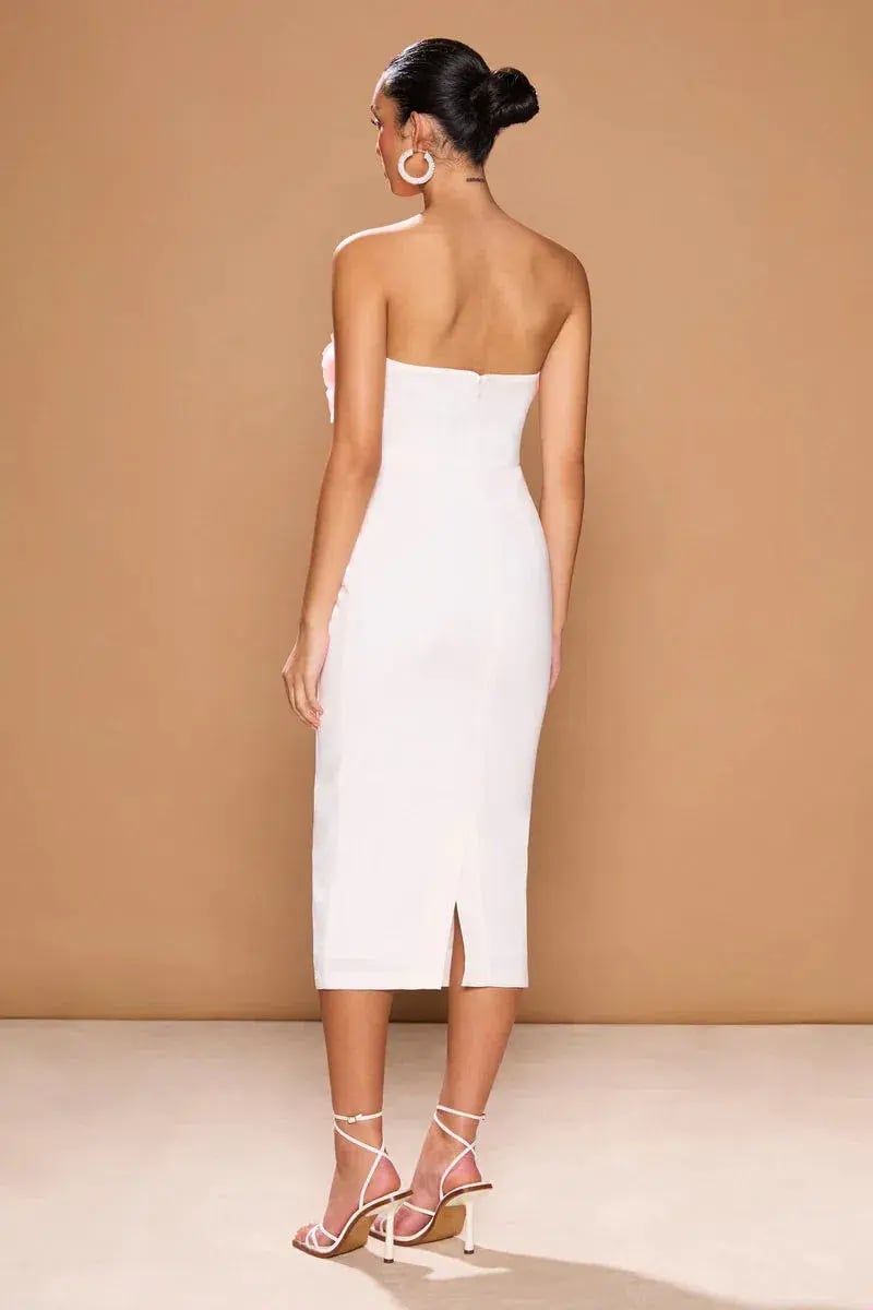 Sonya Moda Flower Petal Midi Dress Rosa/White Peluche Size 10 photo 3
