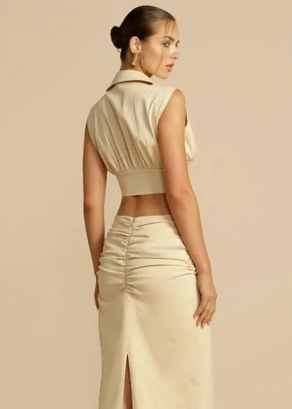 Arcina Ori Carmen Top And Skirt Set Beige Size S / AU 8 photo 4