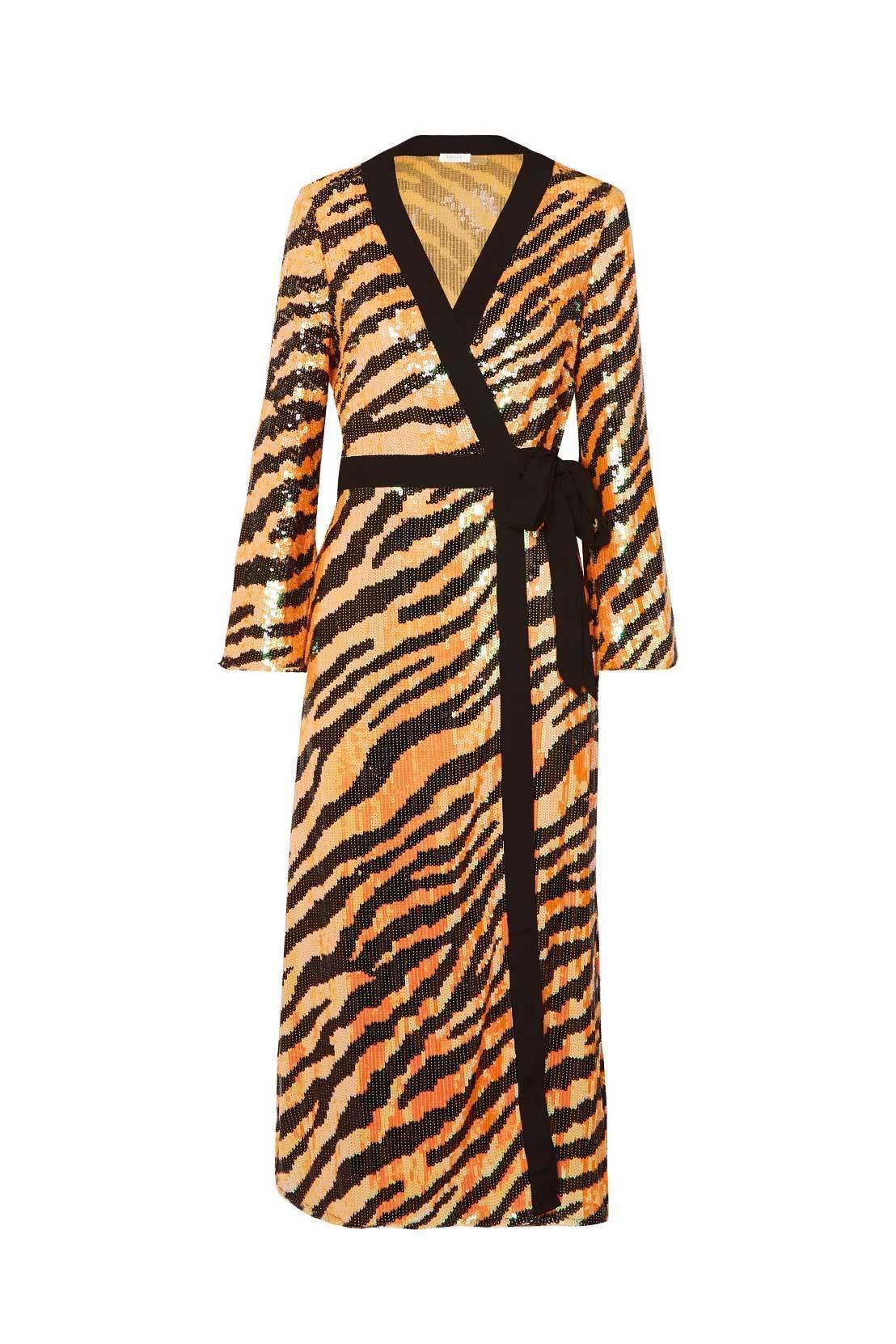 Rixo London Gigi Tiger Sequin Dress Midi Size 12 photo 5