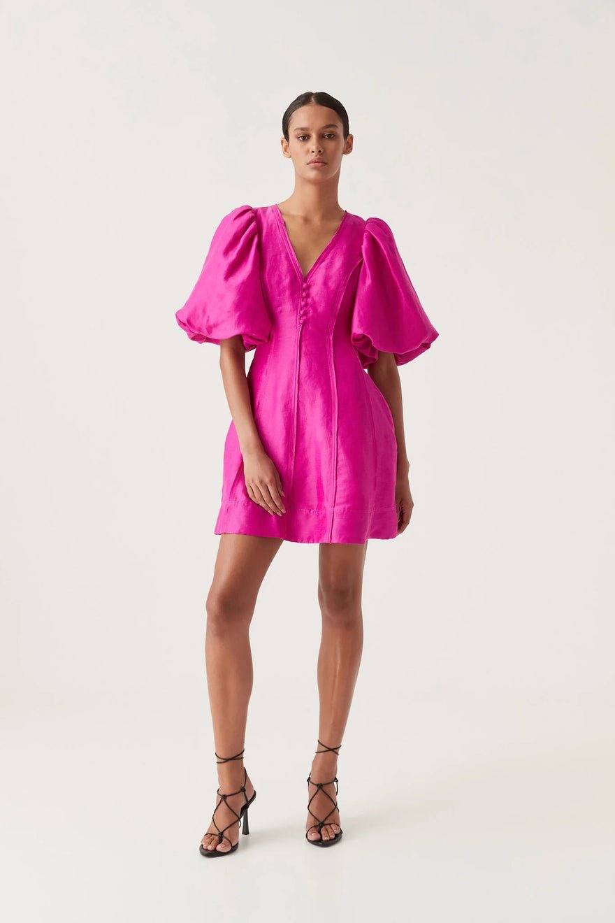 Aje Dusk Puff Sleeve Mini Dress - Deep Magenta photo 3