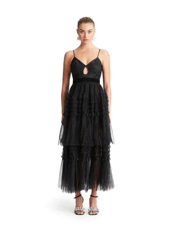 Sheike Phantom Mesh Maxi Dress Black Size 6 photo 2