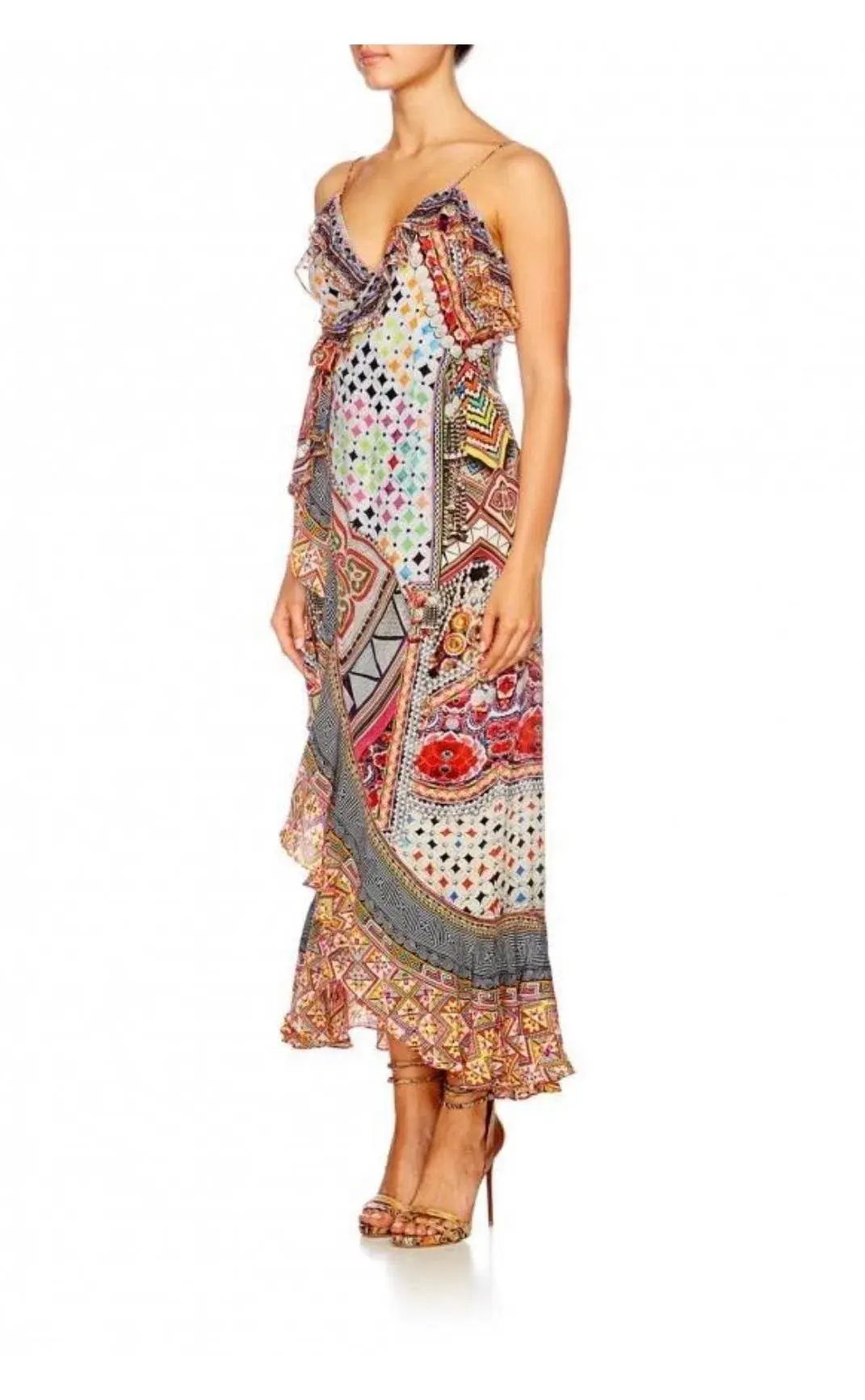 Camilla Girls Club Wrap Frill Midi Dress Multi Size 10 photo 2