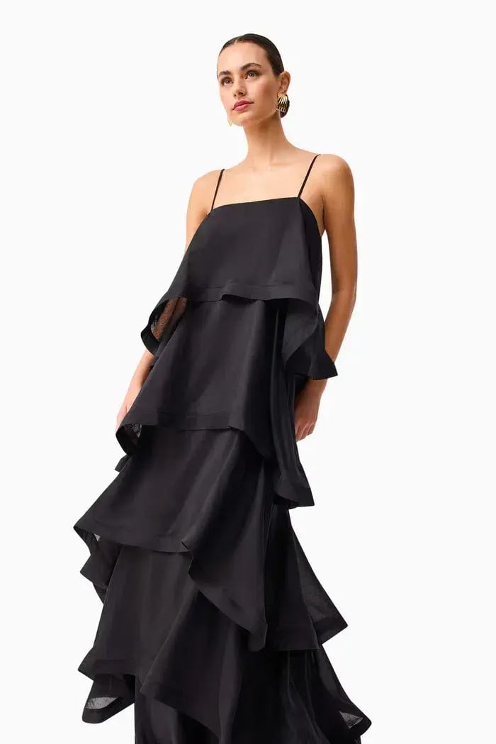 Elliat Tilly 5 Tiered Maxi Dress in Black Size XS / AU 6 photo 2