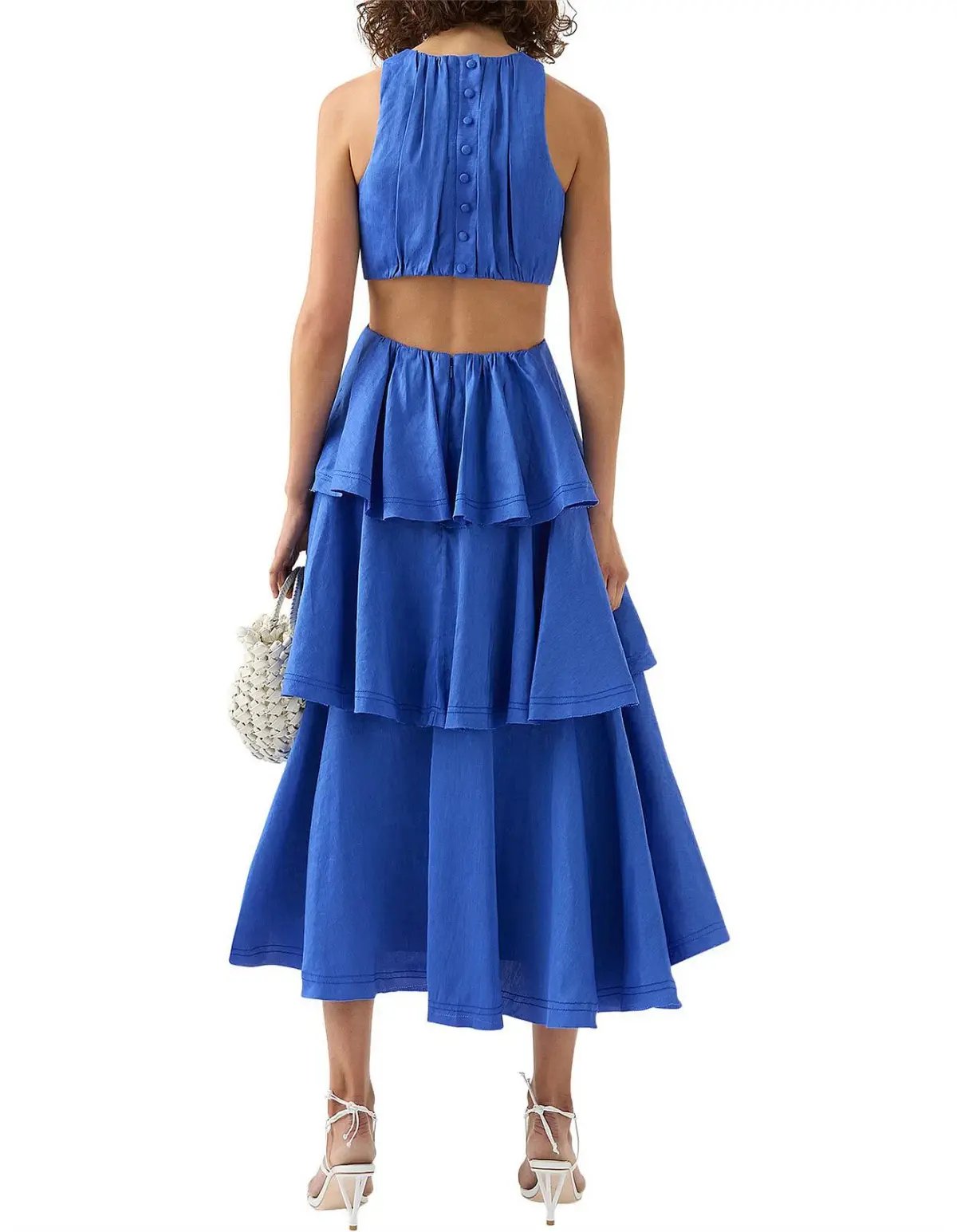 Aje Wave Cut Out Ring Midi Dress Blue Size 12 photo 2