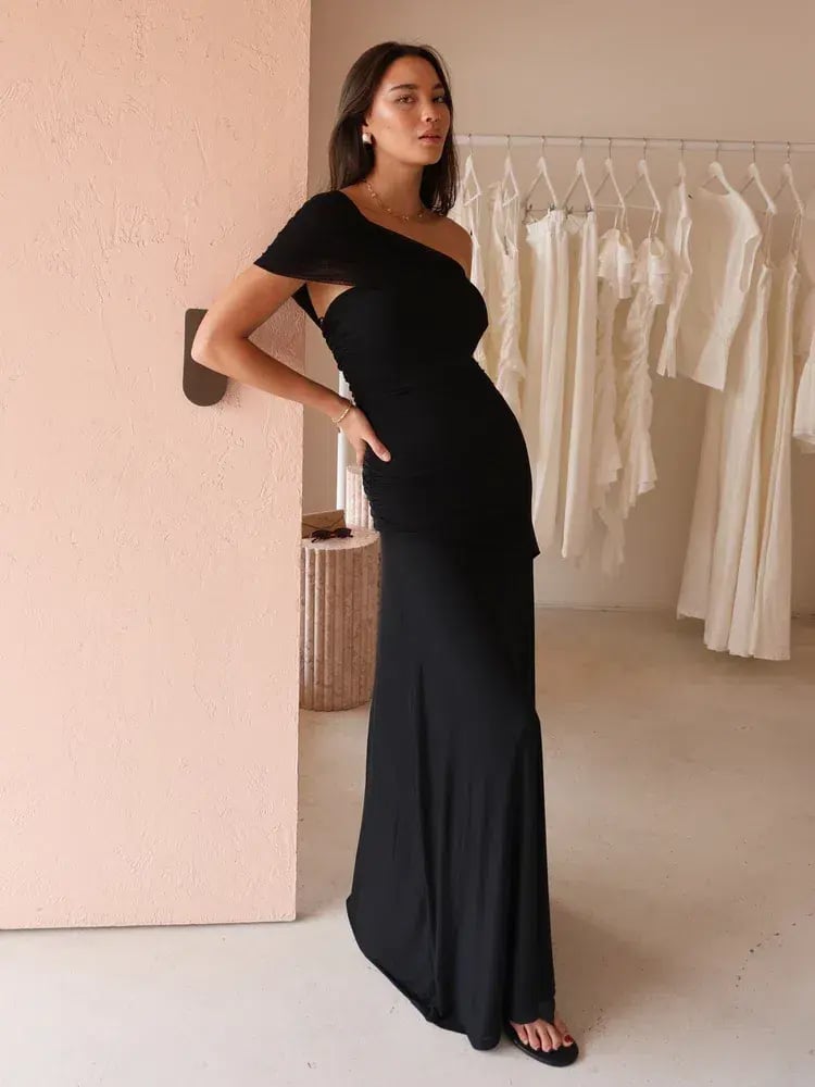 By Nicola - Fiesta Off Shoulder Maxi Dress in Black - Size 10 photo 7