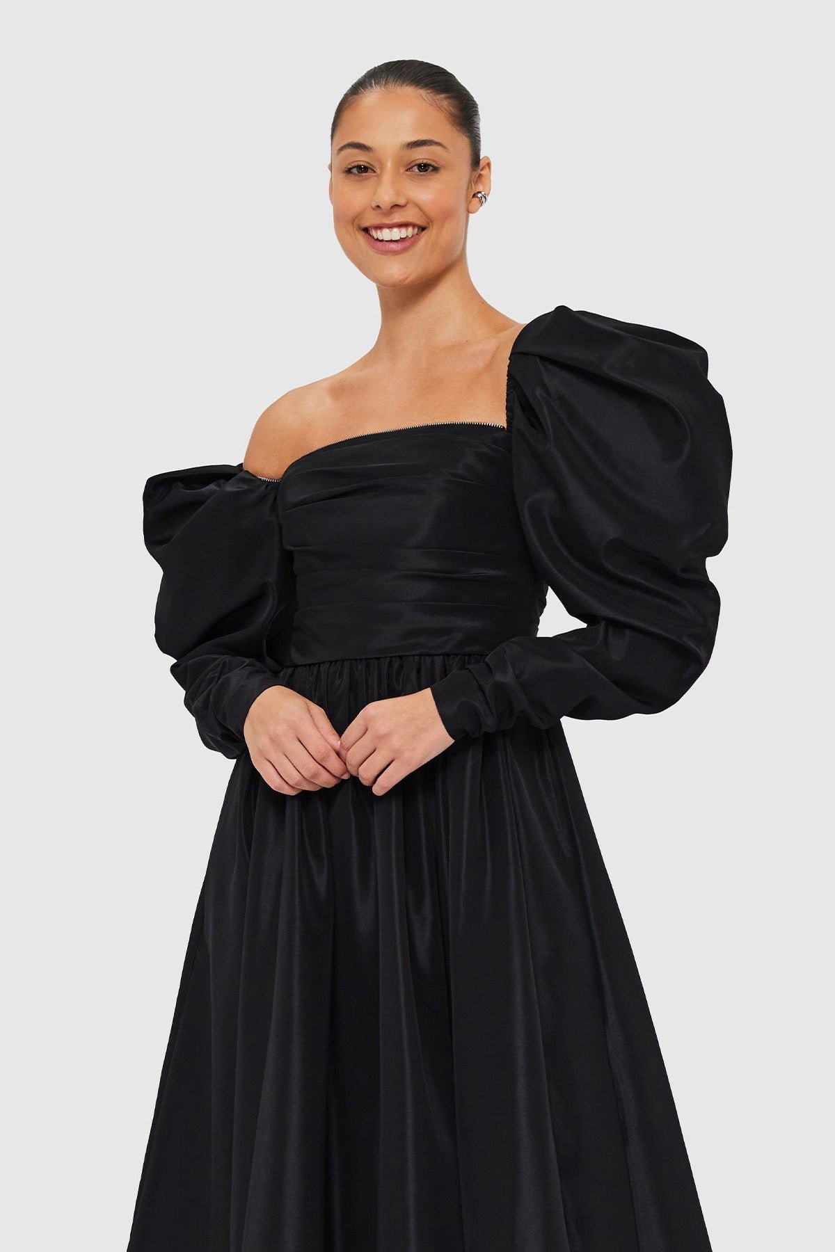 LEO LIN MADISON BUSTIER MIDI DRESS - EBONY photo 4
