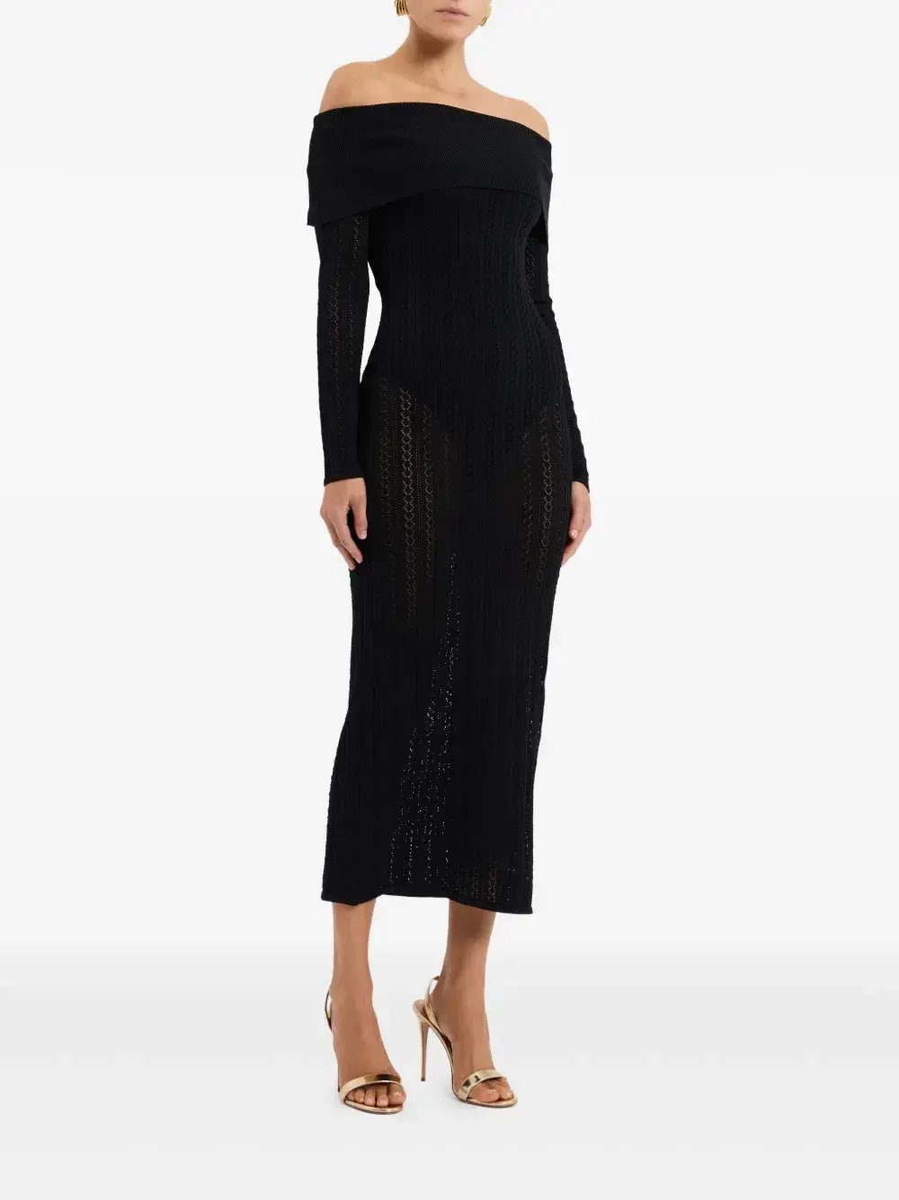 Rebecca Vallance Lorelei Off-shoulder Knitted Black Size AU 8 photo 3