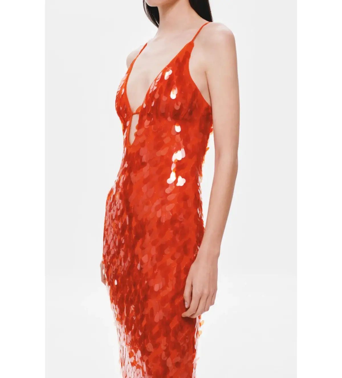 Misha Sapphire Sequin Maxi Dress Red Size 6 photo 3