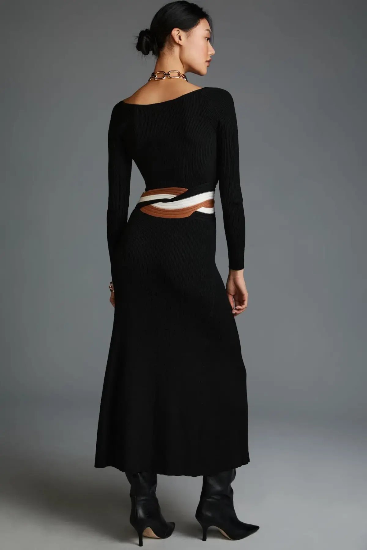 Sovere Inertia Knit Midi Dress Black Size 14 photo 2