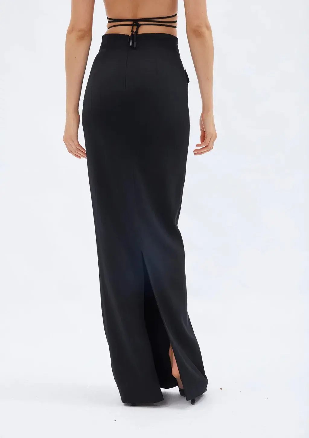 Monot Seashell Bra Top & High Low Maxi Skirt Set Black Size 6 photo 5
