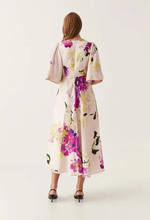 Aje Gilda Bell Sleeve Midi Dress in Wild Hydrangea Size AU 10 photo 3