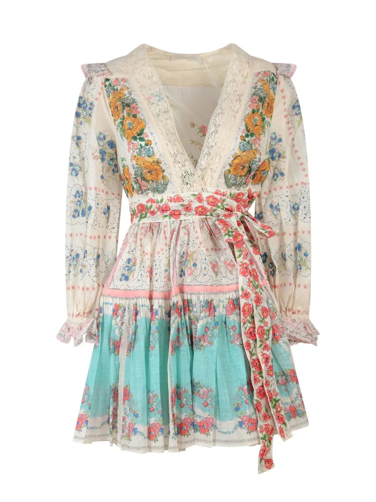 Zimmermann Clover Patched Wrap Mini Dress Multi Size 0 / AU 6 photo 3