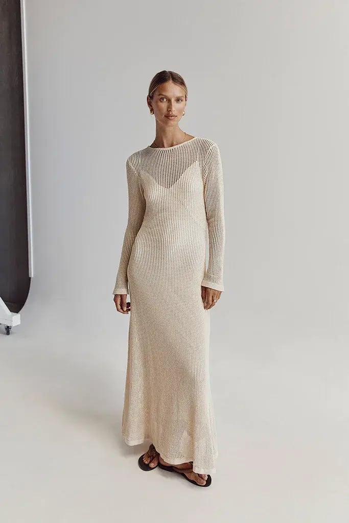 DISSH Ophelia Long Sleeve Crochet Maxi Dress Natural Size 10 / M photo 5