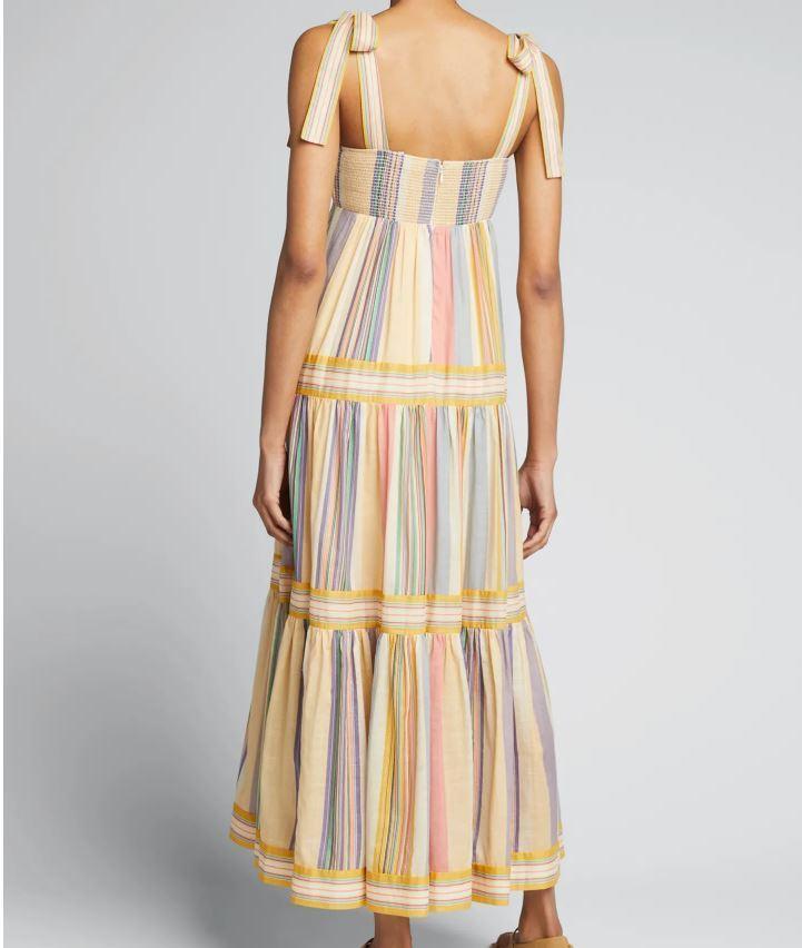 Zimmermann Mae Tie Shoulder Dress Multi Stripe Size 0 / AU 8 photo 4