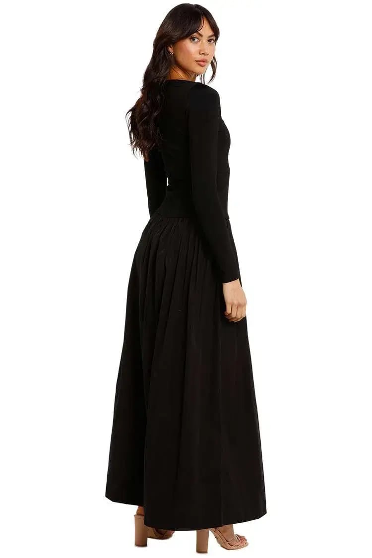 Esse Knit Cotton Split Maxi Dress Black Size 12 photo 3