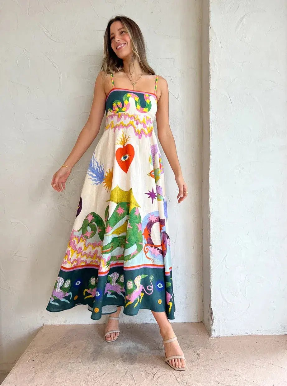 Alemais Seeker Midi Sundress Multi Print Size 14 photo 2