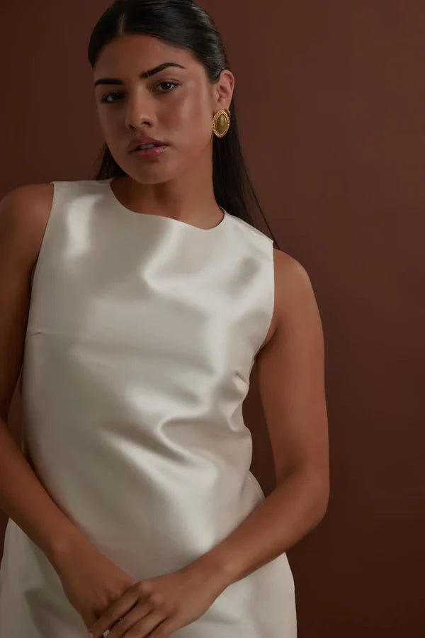 ODD MUSE THE ULTIMATE MUSE SATIN SHIFT DRESS - IVORY photo 5