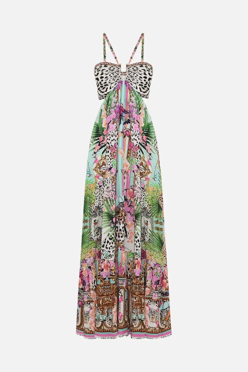 Camilla Dear Amore Mio Gathered Cut Out Dress Print Size L / AU 14 photo 6