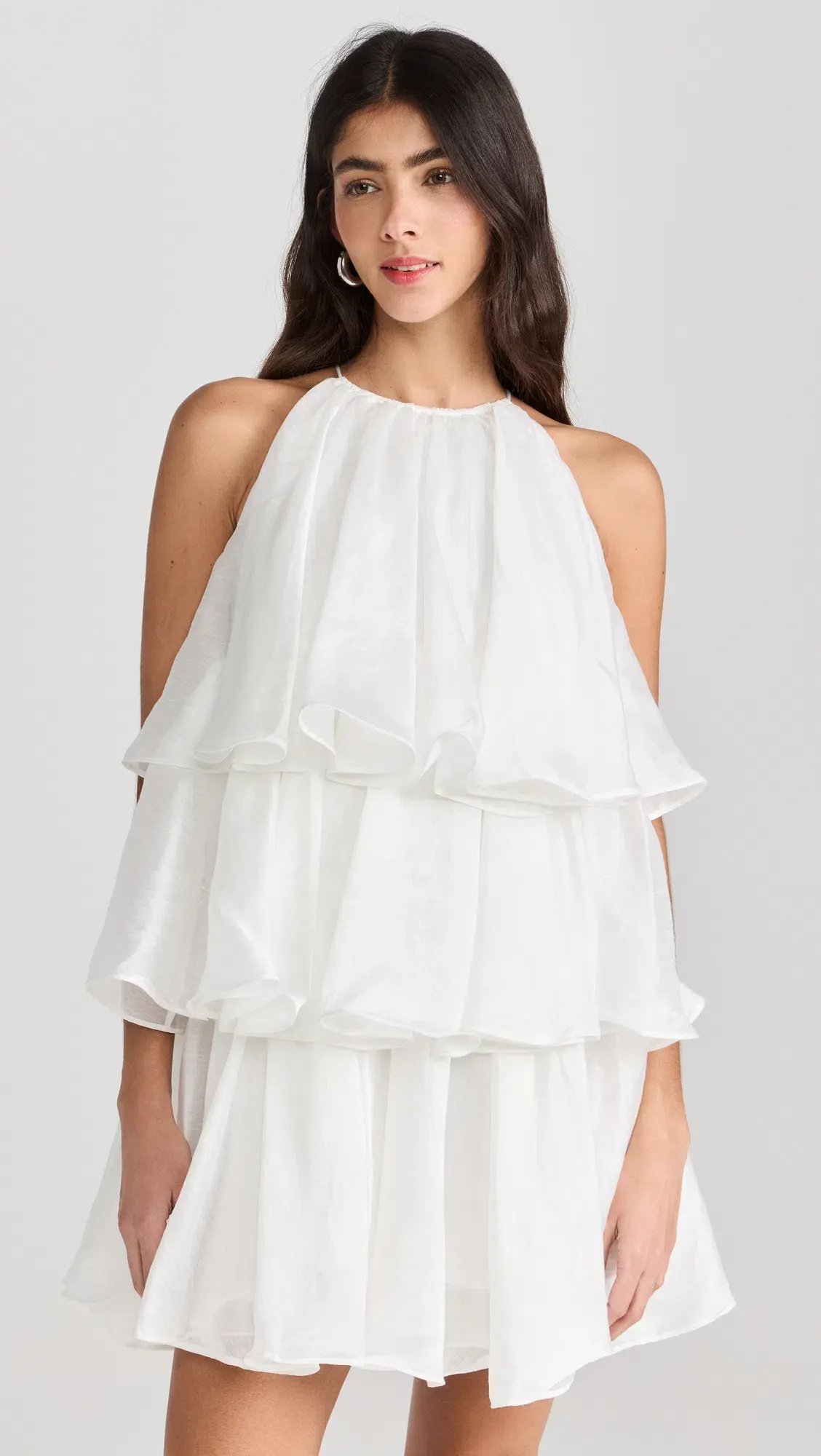 Aje Claudia Halterneck Tiered Mini Dress in White Size 8 photo 3