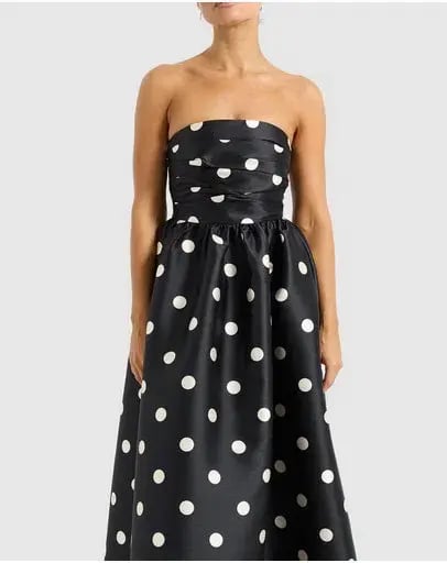 Pasduchas Dottie Strapless Midi Dress Black/Cream Size 10 photo 2