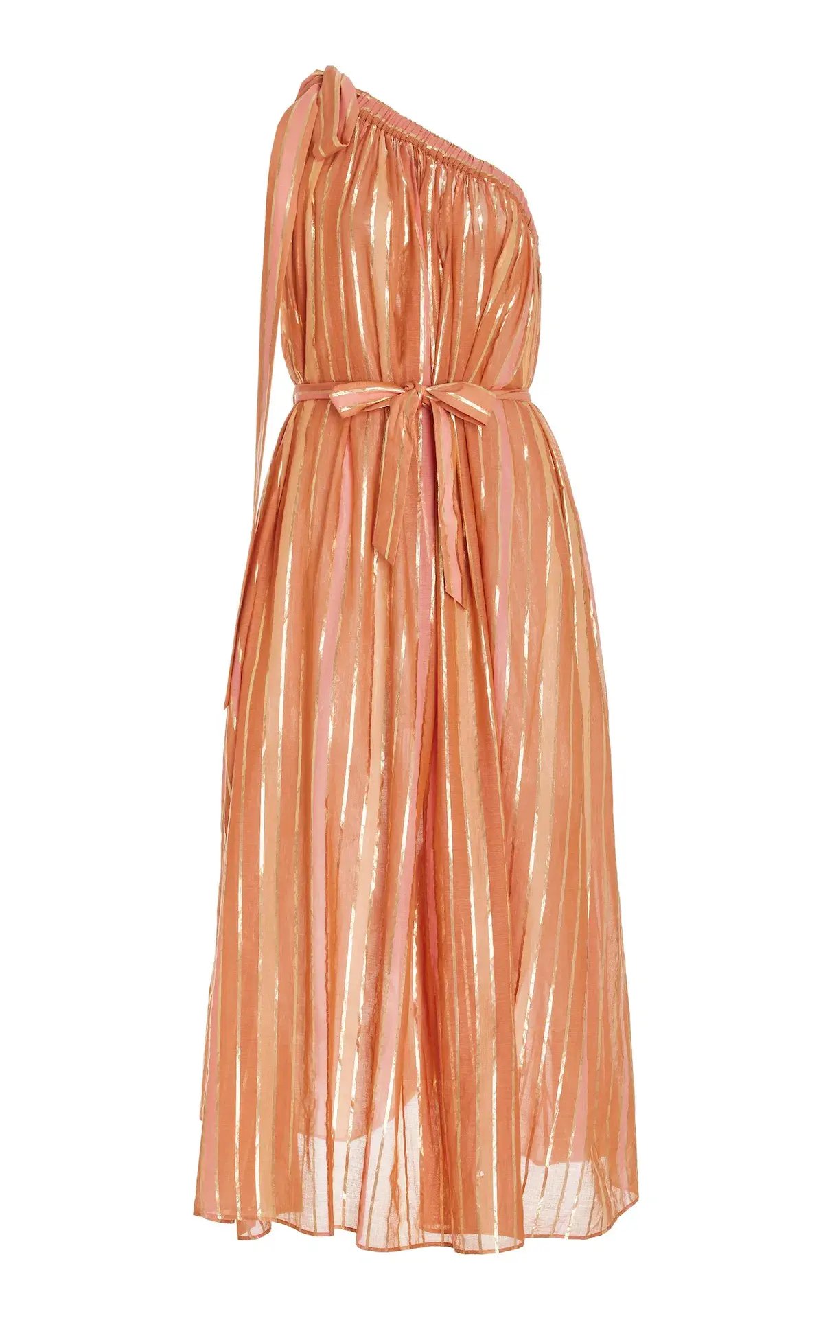 Zimmermann Junie Asymmetric Midi Dress Caramel Multi Size 2 / AU 12 photo 4