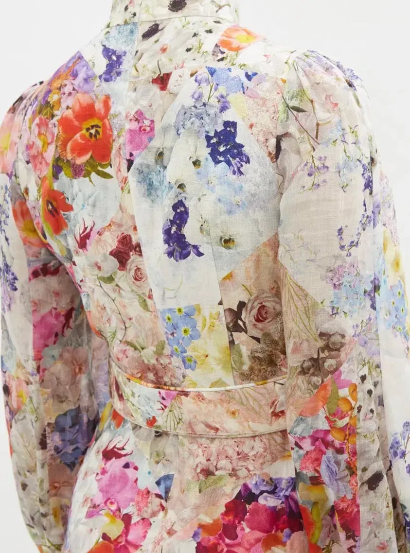 Zimmermann Prima Belted Mini Dress Patchwork Floral Print Size 0P/Au 6 photo 3