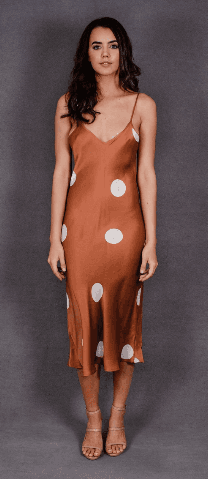 Silk Laundry Polka Dot Silk Slip Dress Cinnamon Size 6 photo 2