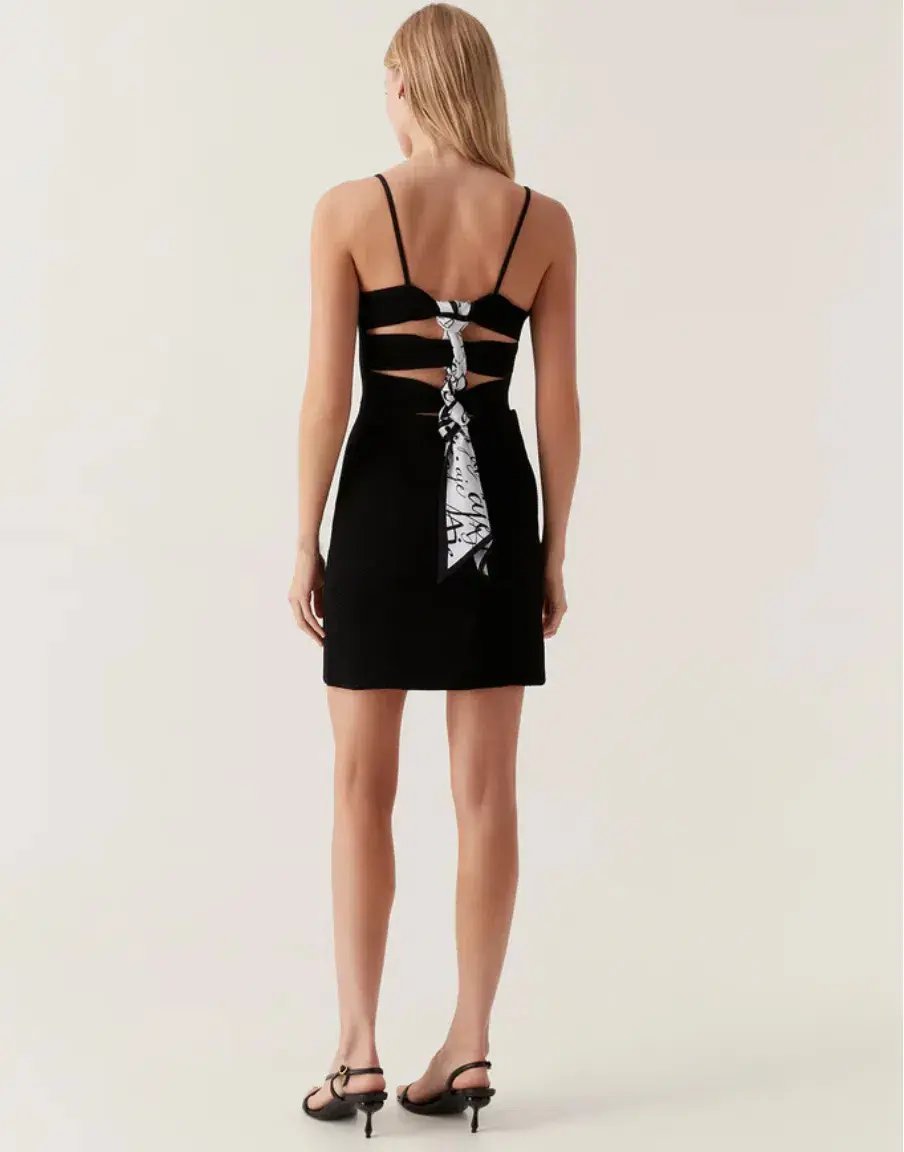 Aje Danica Tie Back Mini Dress Black Size 8 photo 2