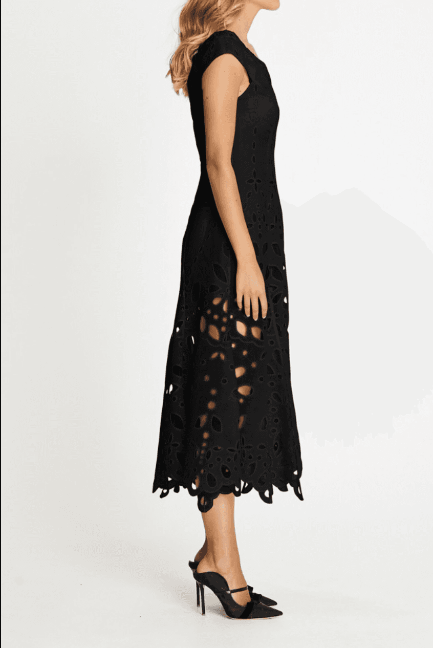 Alice McCall Baudelaire Broderie Anglais Midi Dress Black Size 4 photo 4