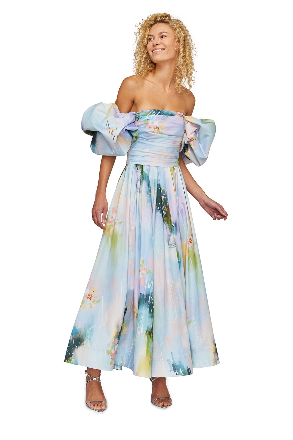 LEO LIN MATILDA PUFF SLEEVE MIDI DRESS - WILLOW PRINT photo 4