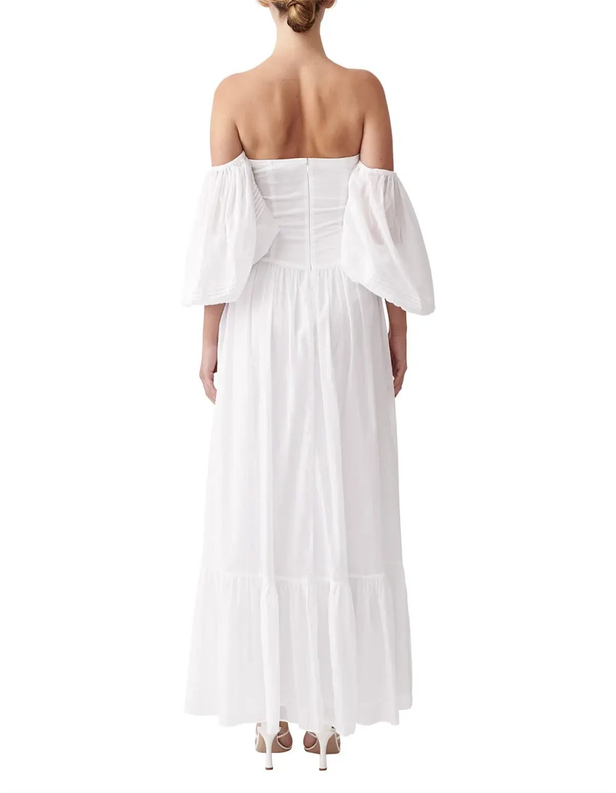 Joslin Anastacia Off Shoulder Strapless Cotton Maxi Dress White Size 8 photo 3