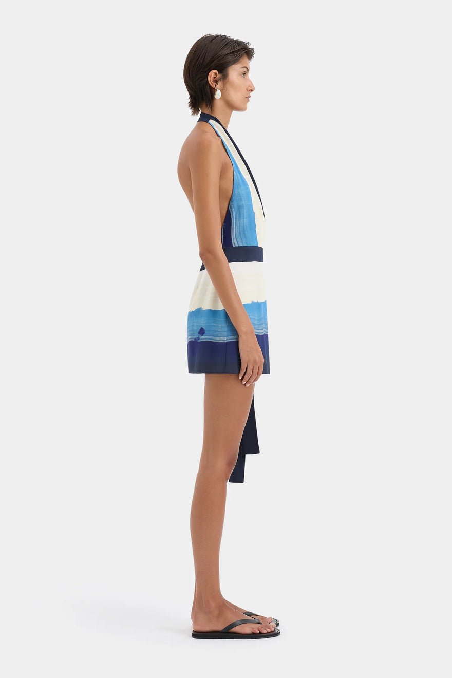 Sir The Label Mariner Wrap Halter Mini Dress - Shoreline Stripe photo 2