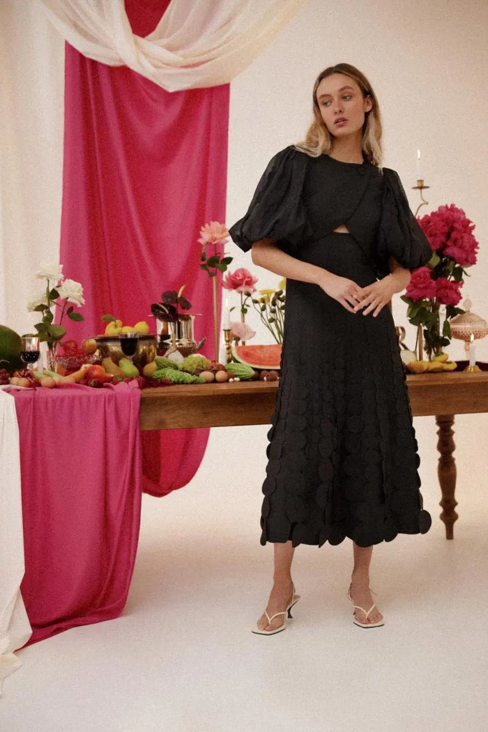 Acler Thurston Short Sleeve Midi Dress Black Size 8 photo 5