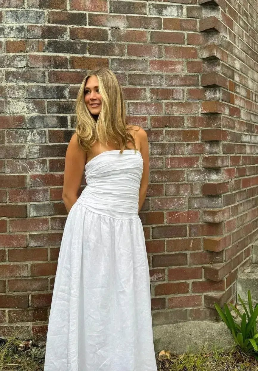 Dissh Catania Linen Strapless Dress White Size 6 photo 3