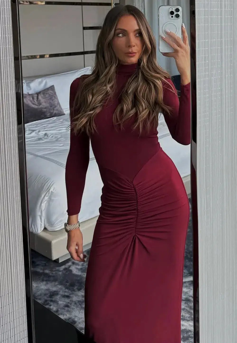 Bianca & Bridgett Layla Midi Dress Bordeaux Size AU 8 photo 2