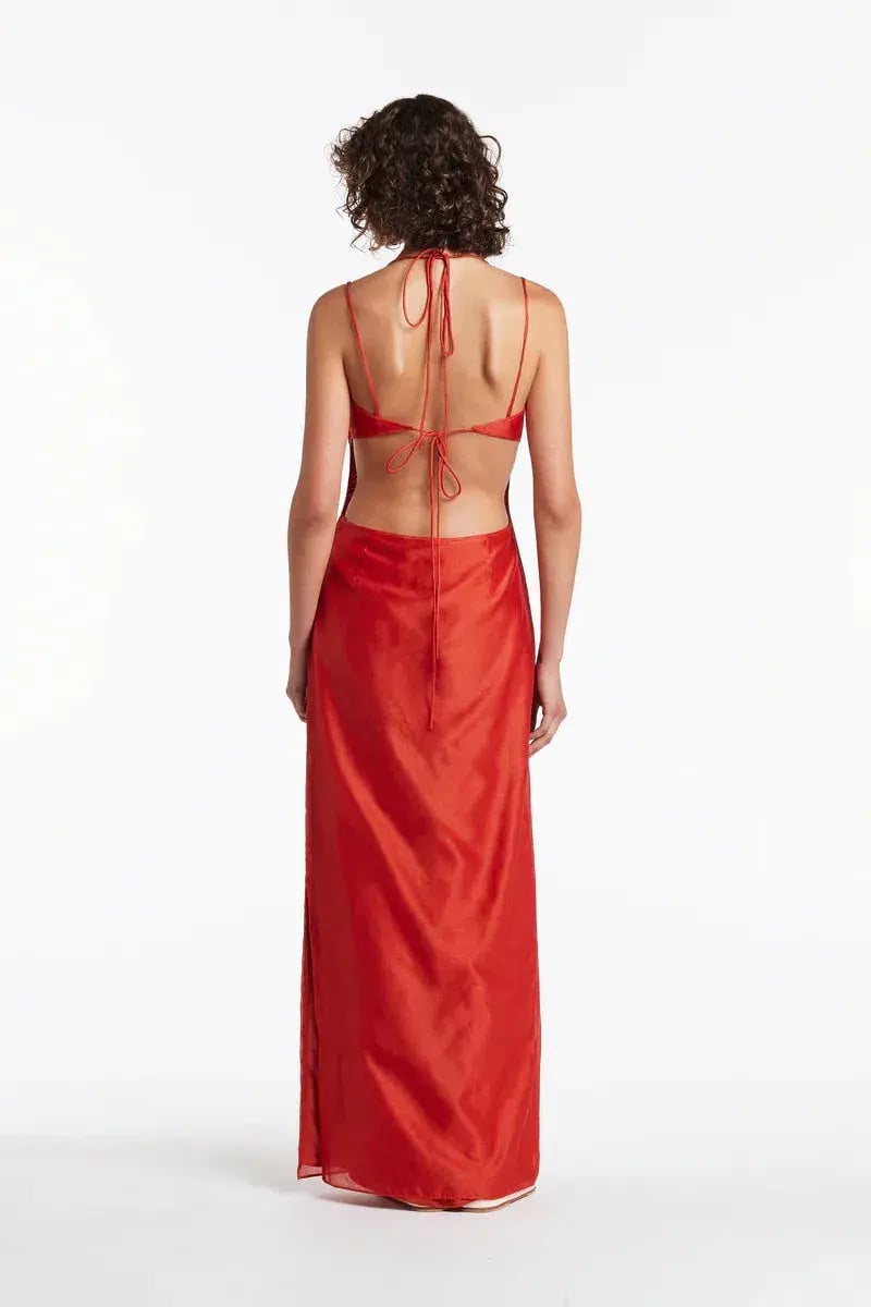 Sir The Label Lucelia Cut Out Midi Dress Red Size 10 photo 2