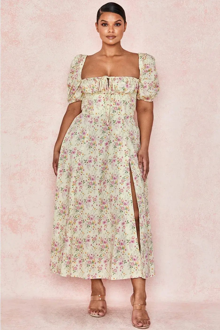 House of CB Lemon Floral Tallulah Dress Puff Sleeve Size Size 12 photo 2