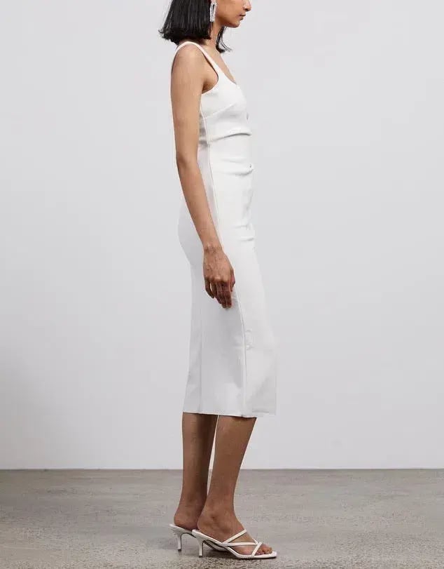 Bec and Bridge Hana Tuck Midi Dress Ivory Size 8 photo 2