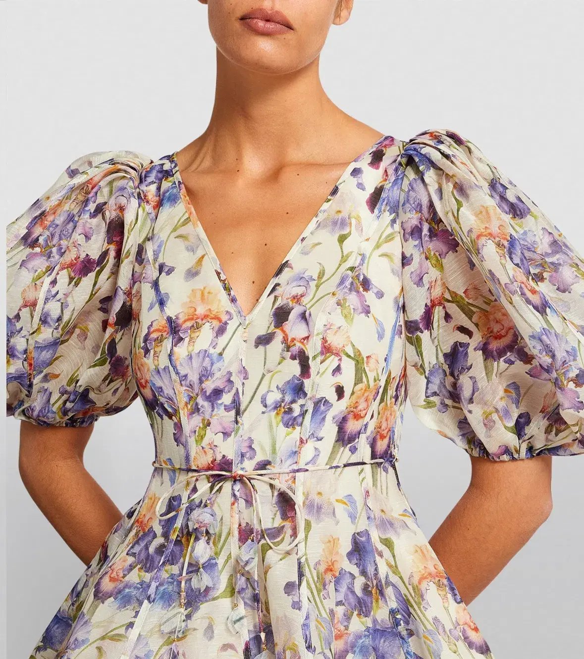 Zimmermann Tama Puff Sleeve Mini Dress in Iris Floral Size 2/AU12 photo 4