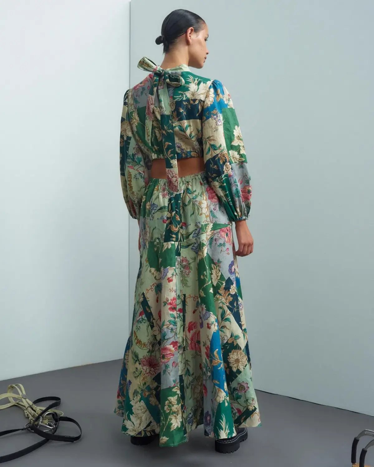 Alemais Loretta Patchwork Midi Dress Print Size AU 12 photo 2