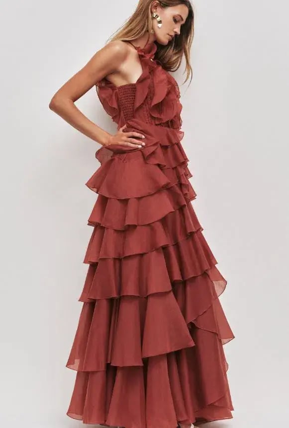 Aje Cleo Gown in Rust Size 8 photo 2