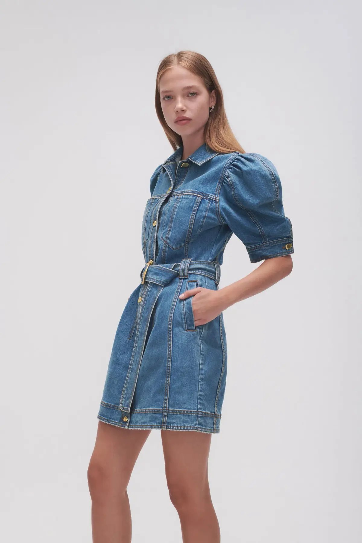 Aje Adriana Puff Sleeve Mini Dress 90s Wash Size 8 photo 2